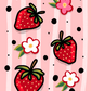 Cute pink and white bookmark with strawberries and flowers