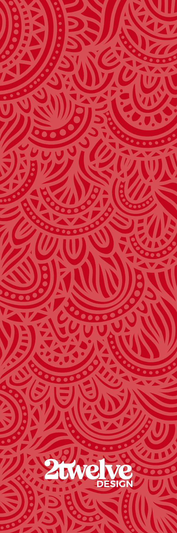 Backside of Strawberry bookmark. Pattern design with logo.